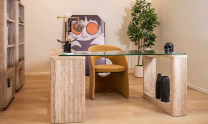 Luna Travertine Finish Executive desk