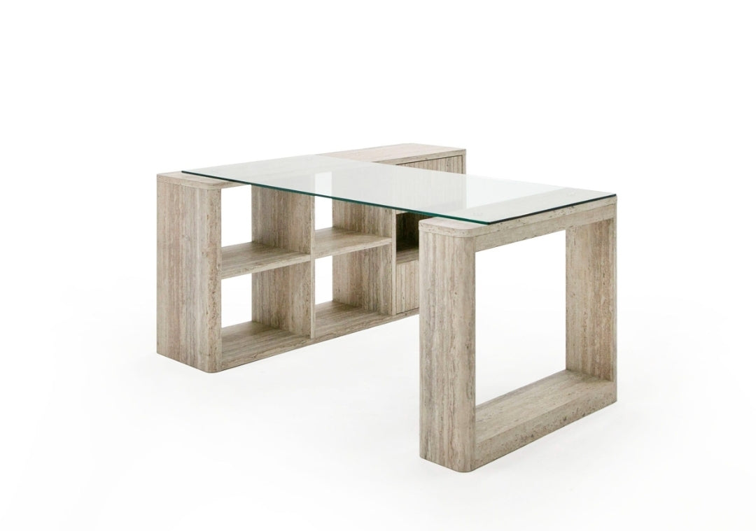Luna Travertine Finish Executive desk