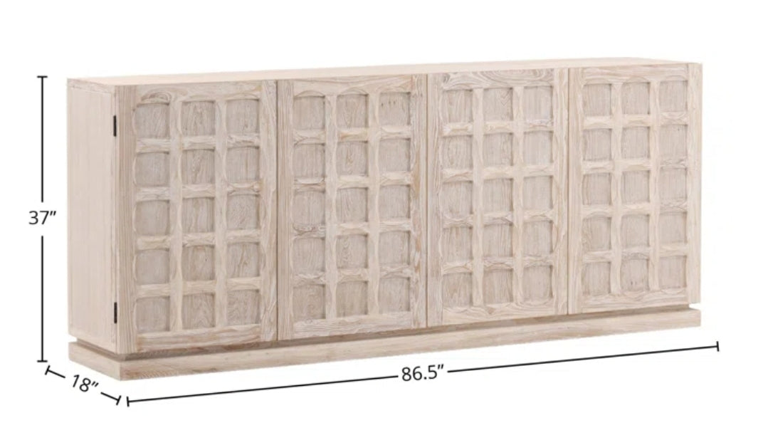 Harrison 86" Reclaimed Wood Sideboard Whitewash