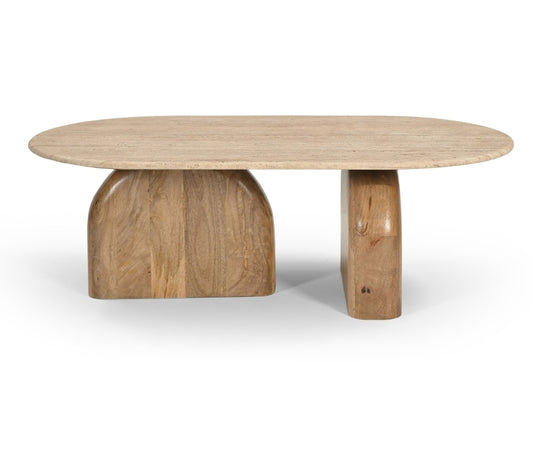 Lucy Travertine Oval Coffee Table