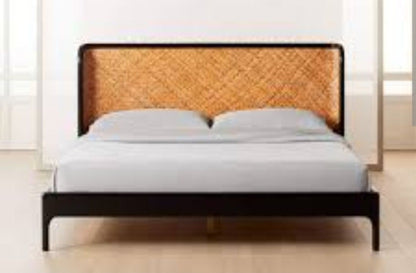 Miri Black and Rattan Bed