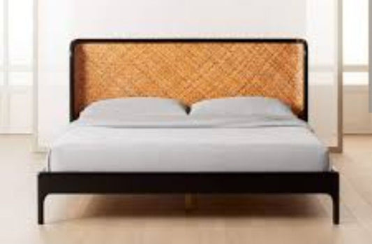 Miri Black and Rattan Bed