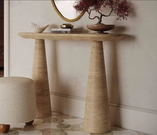 Sandra Faux Travertine Indoor/Outdoor Console Table