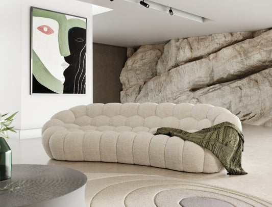 Casa Yolonda Modern Curved Off-White Sofa