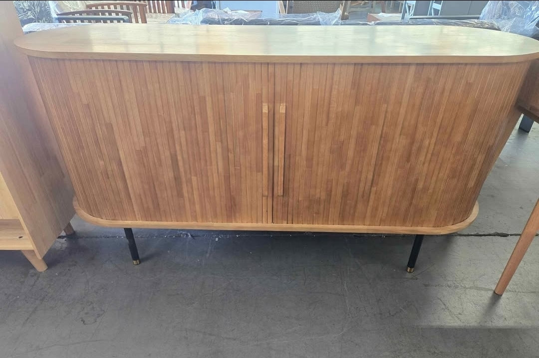 Tambour Flutted Wood Sideboard console