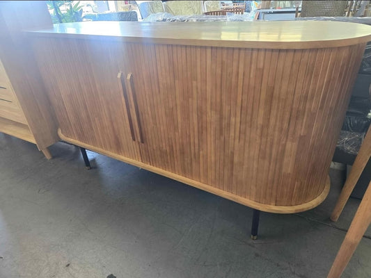 Tambour Flutted Wood Sideboard console