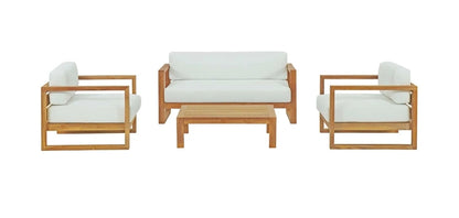Ashby Teak Set / White cushions (4 piece)