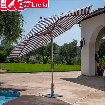 11' Round Cabana Stripe Aluminum Umbrella