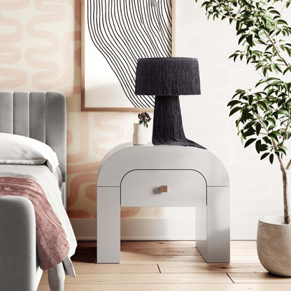 Rounded White Nightstand