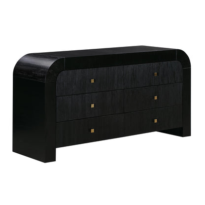 Rounded 6 Drawer Black Dresser