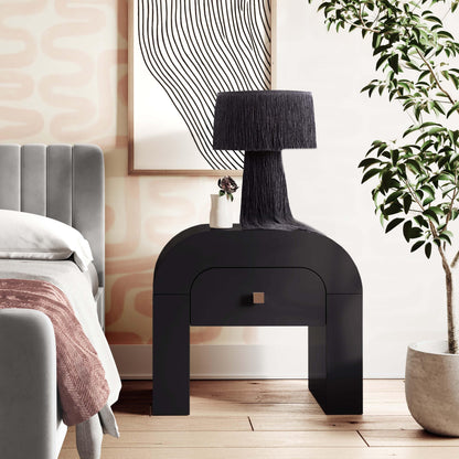 Rounded Black Nightstand