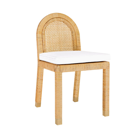 Amara Natural Rattan and Performance Fabric Arched Back Dining Chair