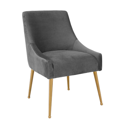 Beatrix Pleated Grey Velvet Side Chair