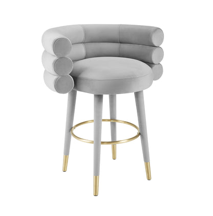 Betty Grey Velvet Counter Stool