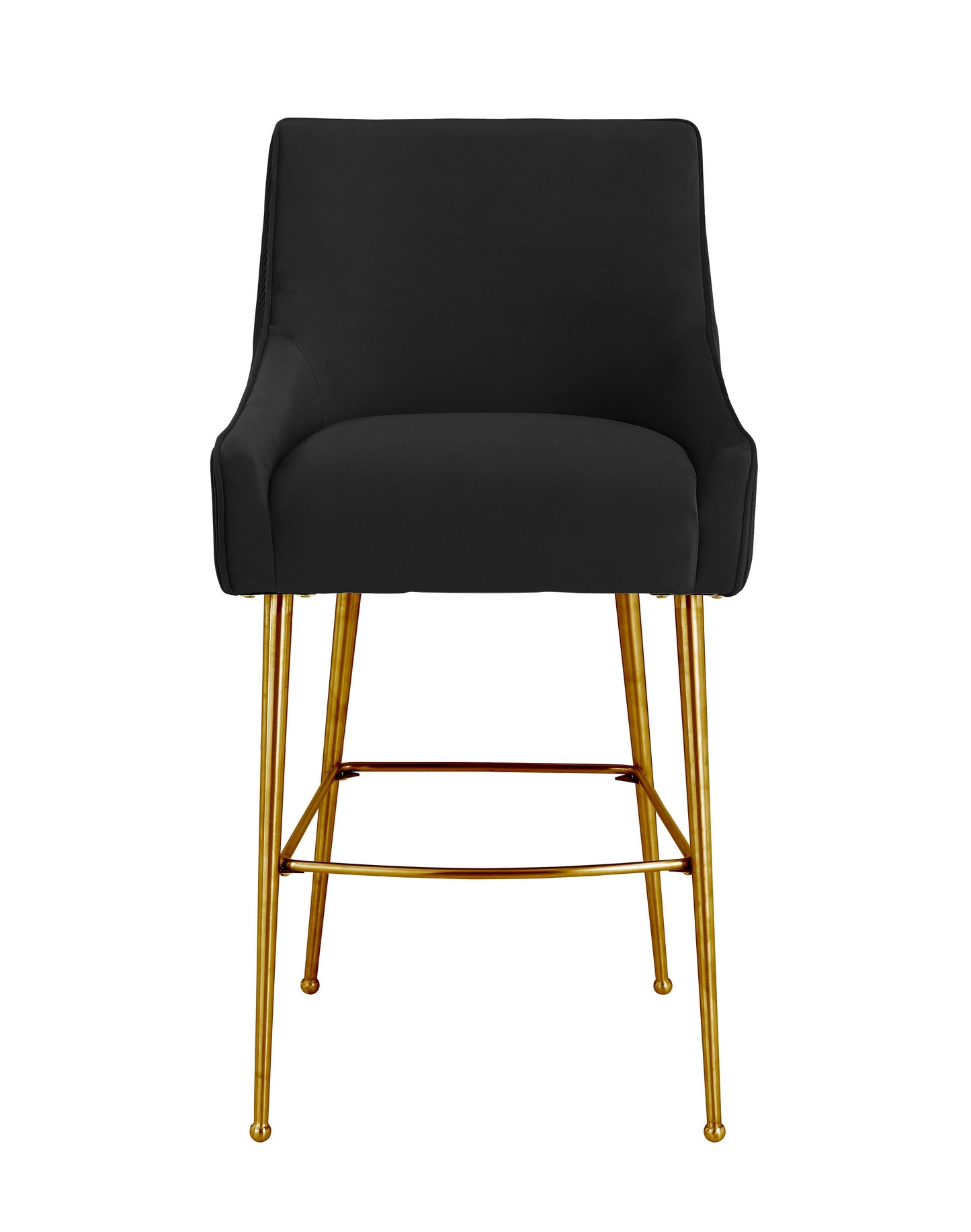 Beatrix Pleated Black Velvet Bar Stool