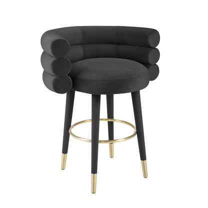 Betty Black Velvet Counter Stool