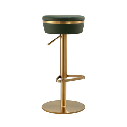 Astro Malachite Green Performance Vegan Leather and Gold  Adjustable Stool