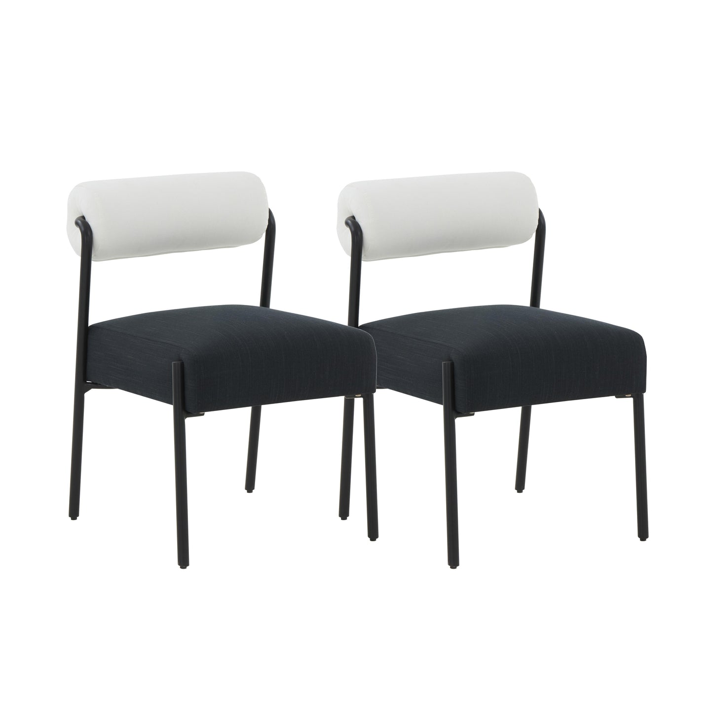 Jolene Cream and Black Performance Linen Dining Chair - Set of 2