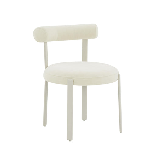 Margaret Cream Performance Chenille Bolster Back Dining Chair