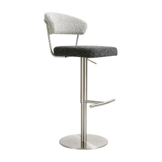 Cosmo Black and Grey Boucle Adjustable Stool