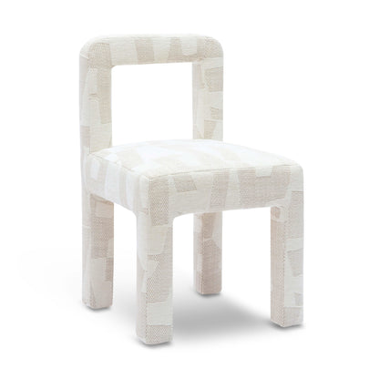 Hazel Cream Patterned Jacquard Dining Chair