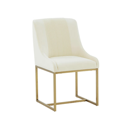 Lisa Cream Pleated Velvet Dining Chair