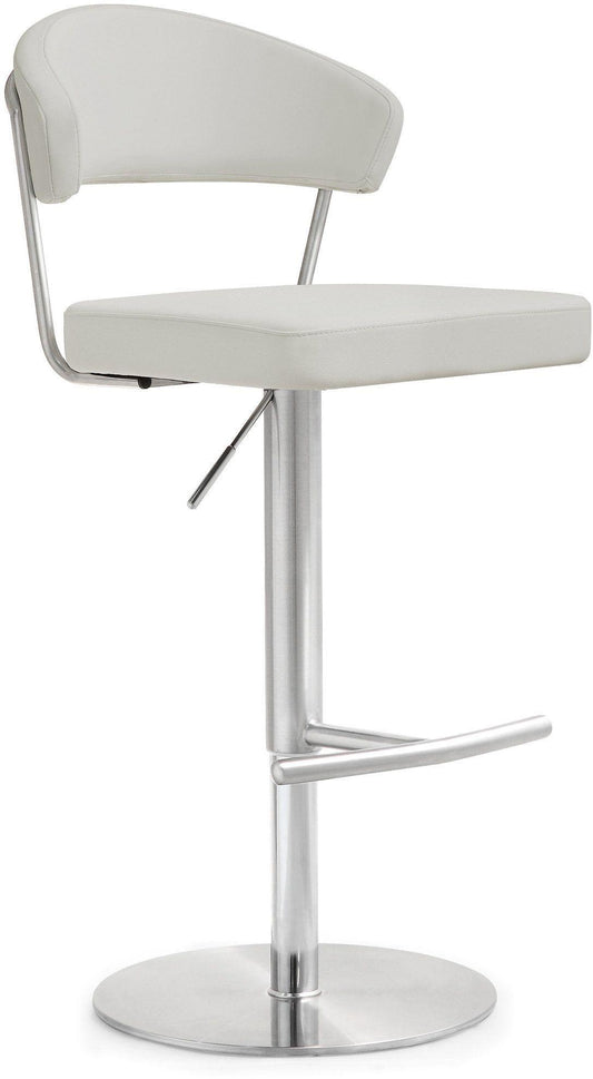 Cosmo Light Grey Performance Vegan Leather and Stainless Steel Barstool