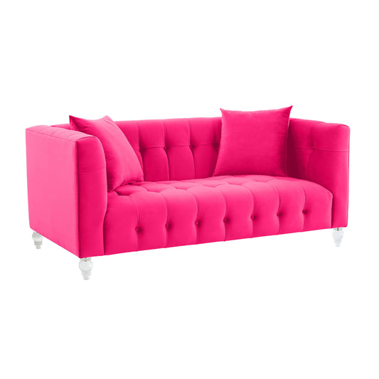 Bea Hot Pink Velvet Loveseat