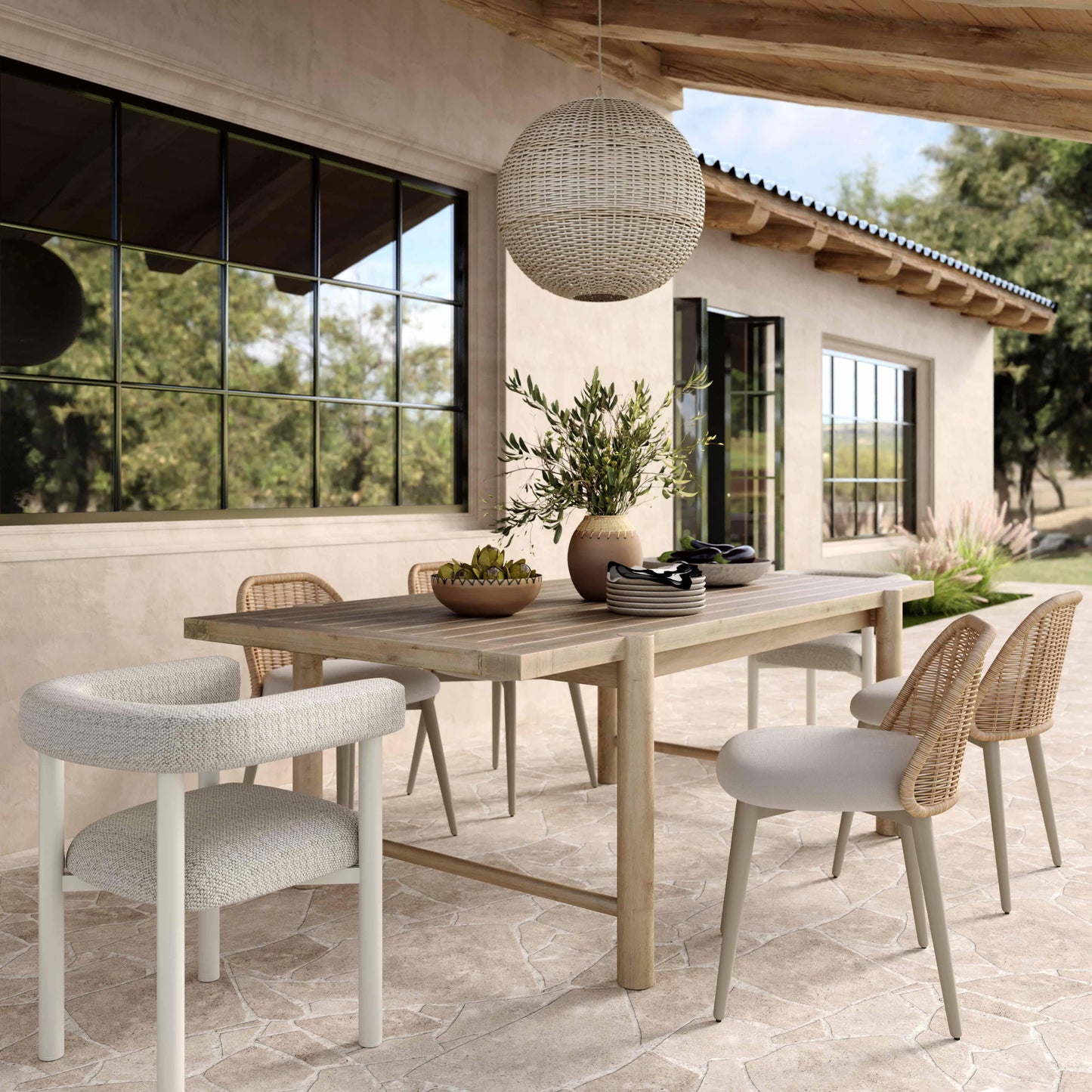 Alexa Cream Performance Fabric Outdoor Dining Chair