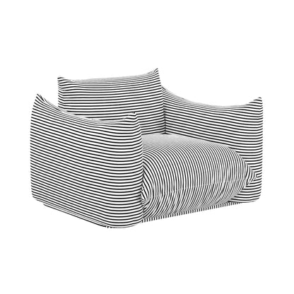 Saint Tropez Pearl and Black Striped Stuffed Outdoor Armchair