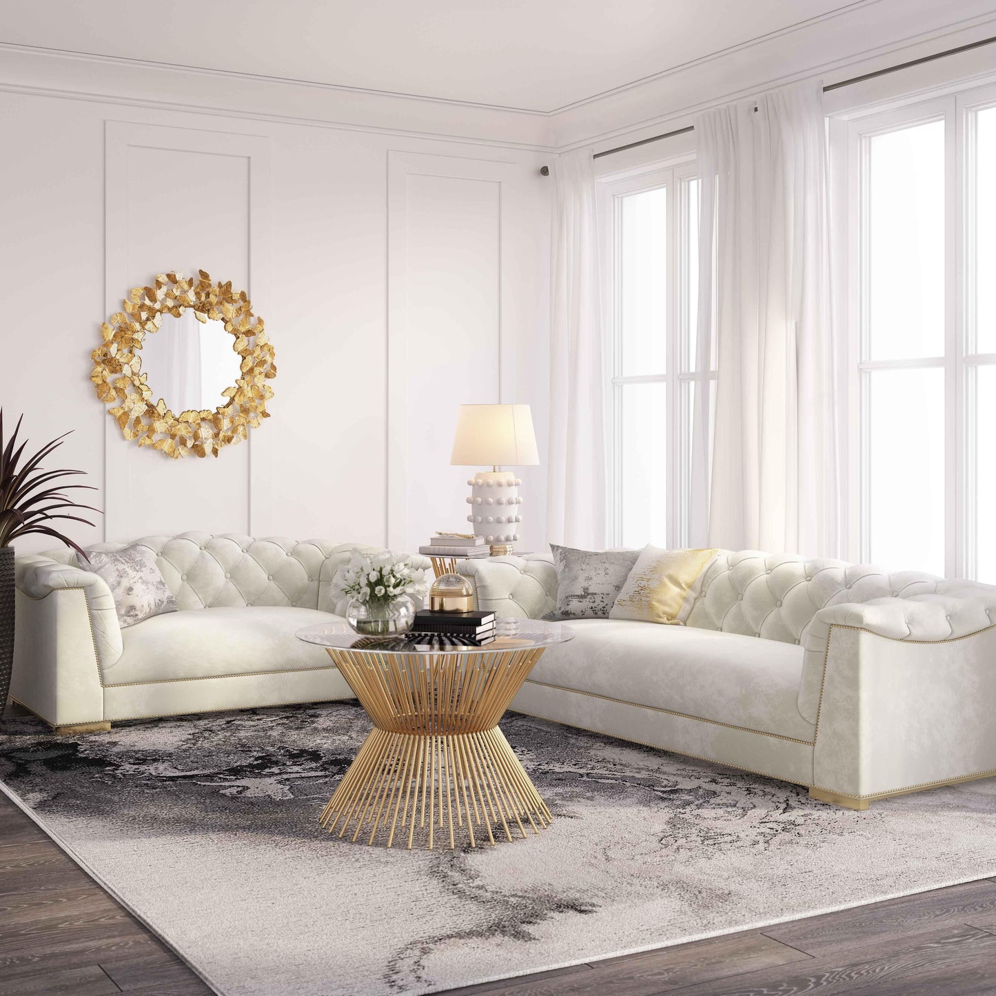 Farah Cream Velvet Sofa