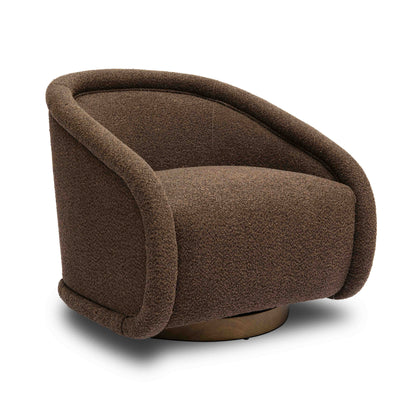 Rory Chocolate Brown Boucle Swivel Chair