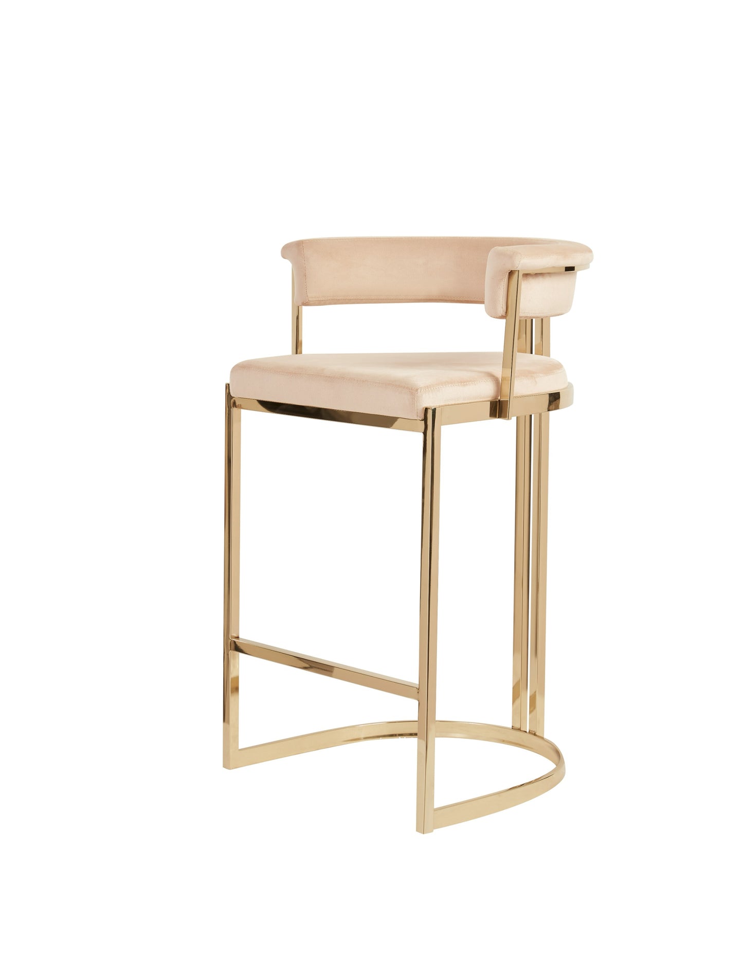 Modrest - Munith Modern Beige Velvet & Gold Counter Stool