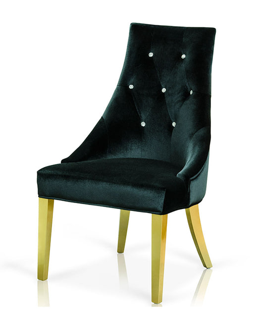 A&X Charlotte Black Velour With Gold Legs Dining Chair