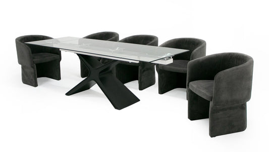 Modrest Adler - Modern Black Glass Extendable 63"/94.5" Dining Table