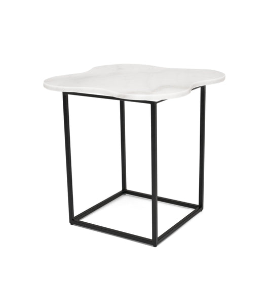Modrest Aleidy - White Marble + Black Metal End Table