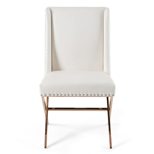 Modrest Alexia - Modern White + Rosegold Dining Chair