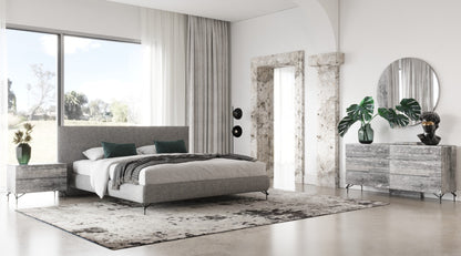 Aria King Italian Modern Grey Fabric