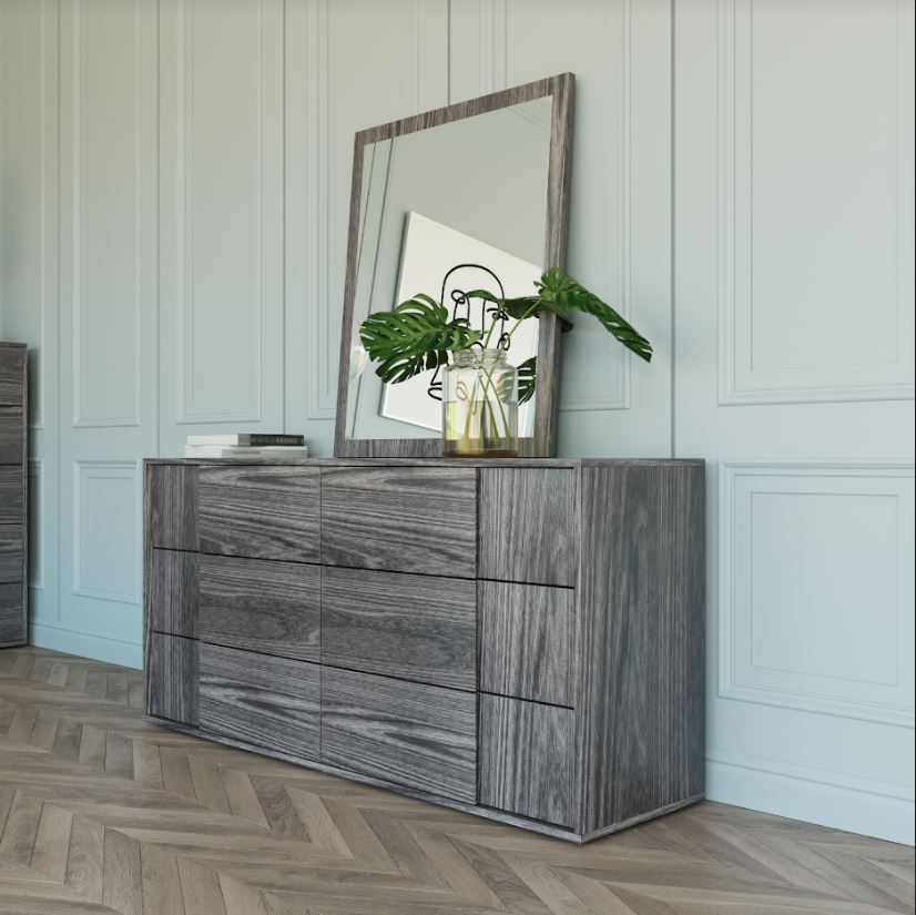 Nova Domus Asus - Italian Modern Elm Grey Mirror