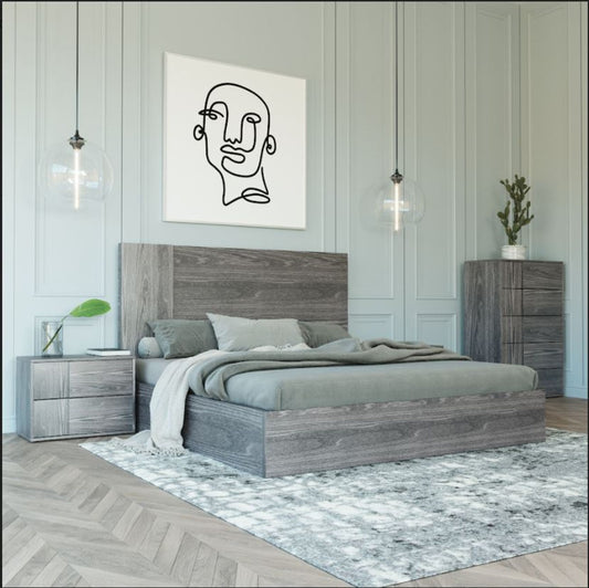 Queen Nova Domus Asus - Italian Modern Elm Grey Bed