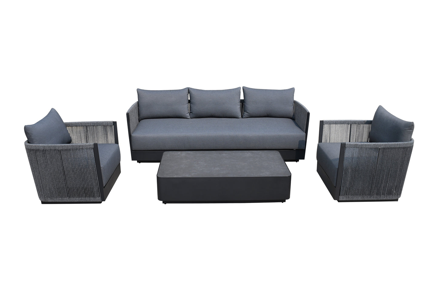Bali Outdoor Black and Grey Sofa Conversation Set
