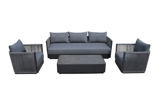 Bali Outdoor Black and Grey Sofa Conversation Set