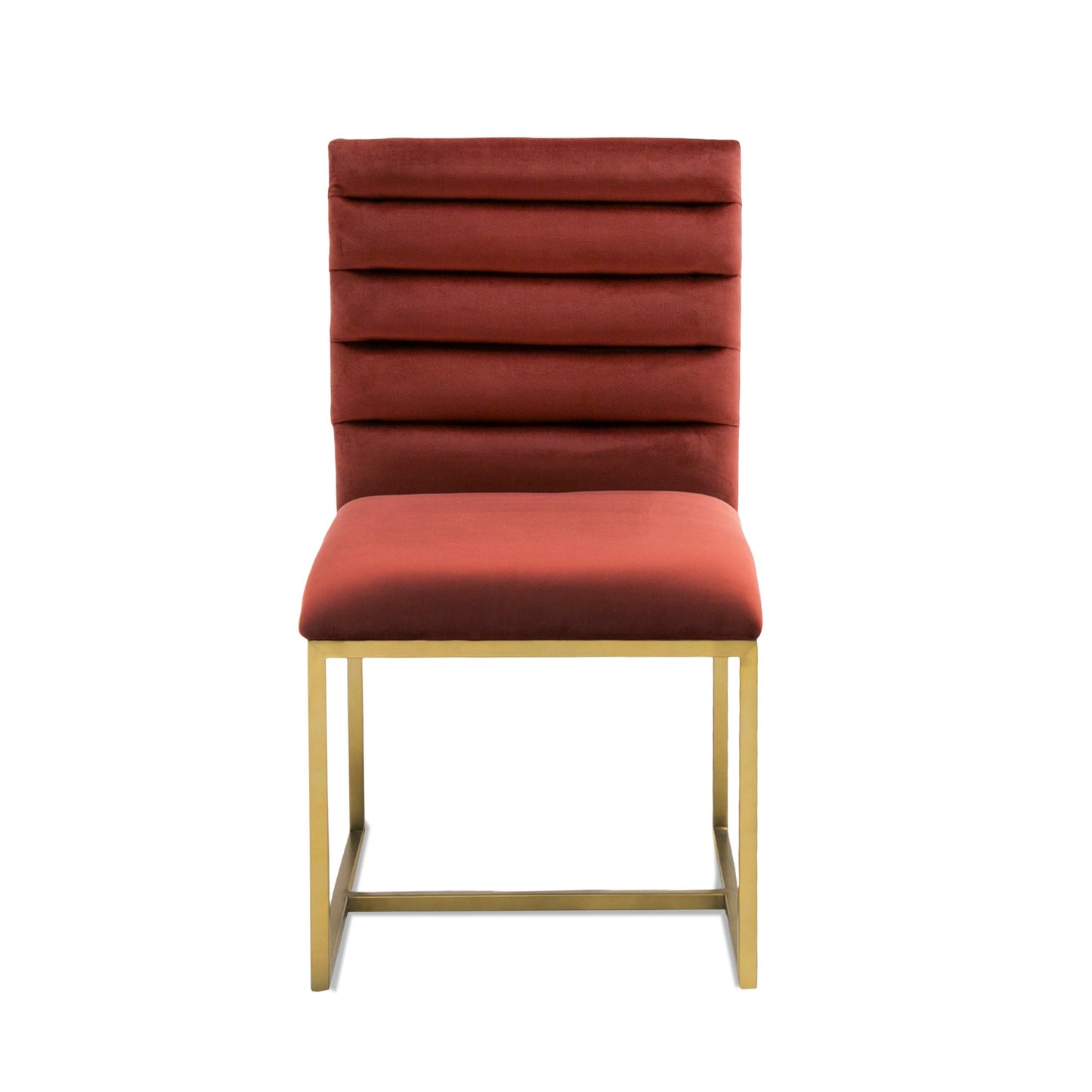 Modrest Barker - Modern Red & Brush Gold Dining Chair (set of 2)