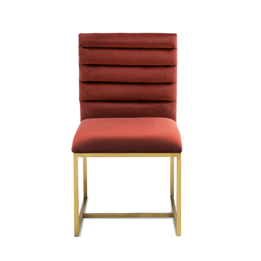 Modrest Barker - Modern Red & Brush Gold Dining Chair (set of 2)