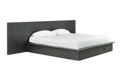 Mod Wood Wall Panel King Contemporary Platform Dark Grey