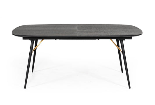Modrest Billy Modern Black Oak & Gold Extendable Dining Table
