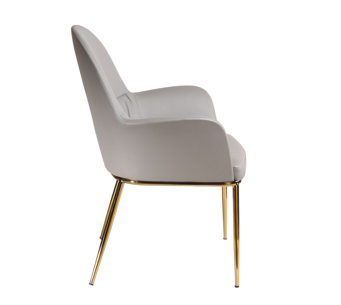 Modrest Blanton - Modern Grey Leatherette & Gold Accent Chair