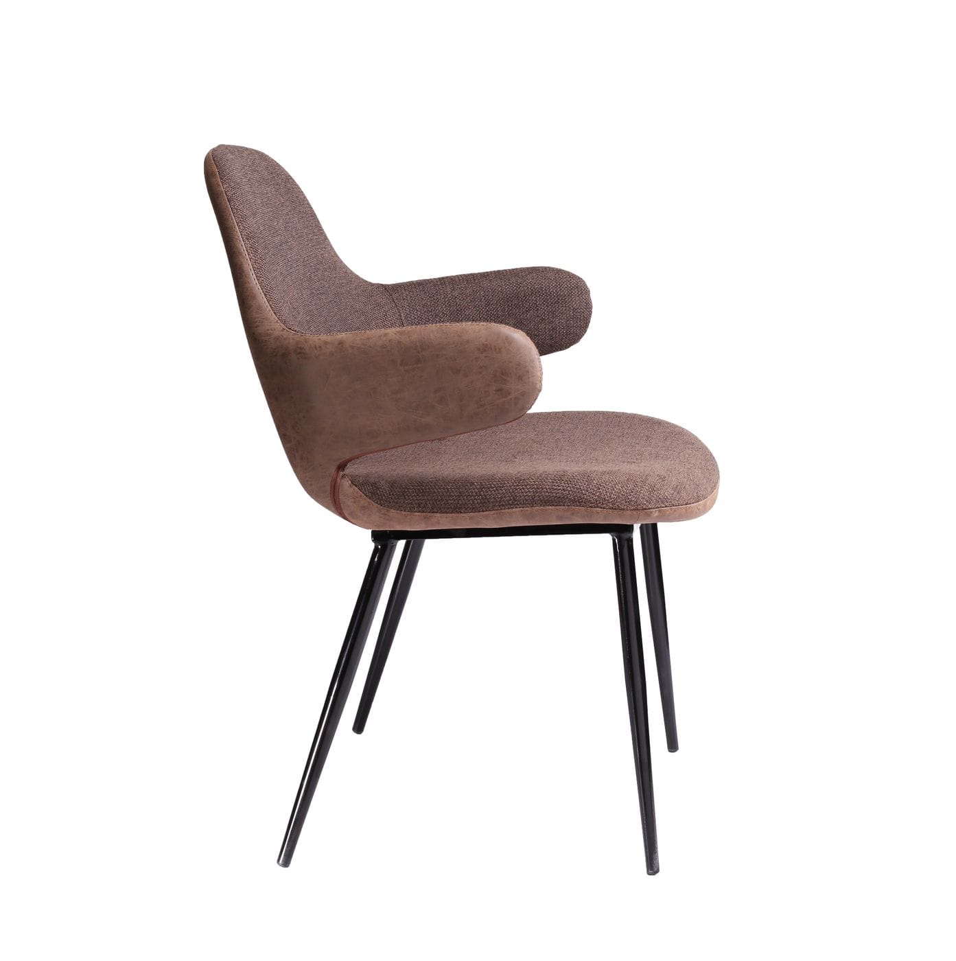 Modrest Bontura - Modern Brown Fabric & Leatherette Accent Chair