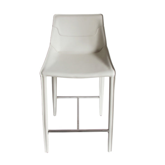 Modrest Halo - Modern Ivory Saddle Leather Counter Stool