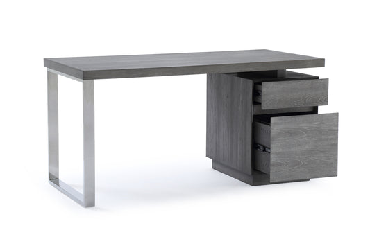 Modrest Carson Modern Grey Elm & Stainless Steel Office Desk